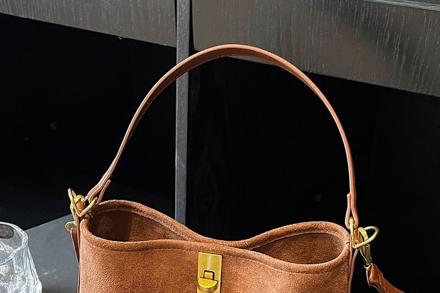 With Fringe Plain Crossbody Pouch Bag Faux Suede