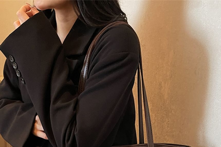 Bag Faux Leather Tote Plain With Charm