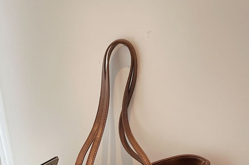 Bag Faux Leather Tote Plain With Charm