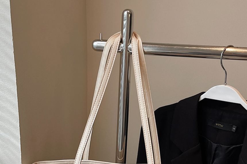 Bag Faux Leather Tote Plain With Charm