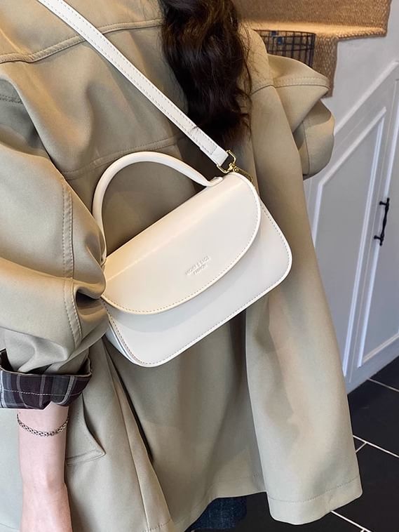 Bag Leather Faux Top Crossbody Flap Plain Handle