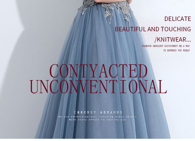 Short-Sleeve Mock Neck Lace Panel Evening Gown / Cocktail Dress