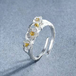 Ring Silver Sterling Floral Open 925