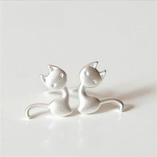 Cat Silver Sterling 925 Earring