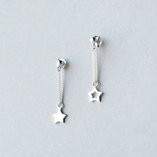 Drop Asymmetrical Silver Star 925 Earring Sterling