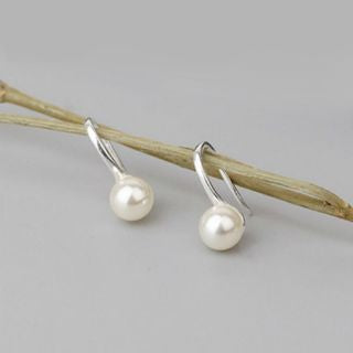 Faux 925 Pearl Earring Silver Sterling