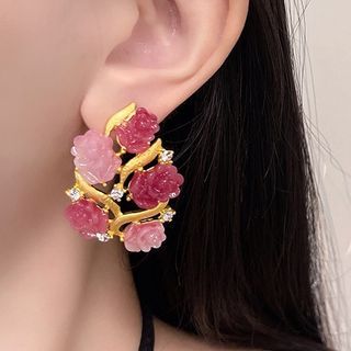 Earring Flower Stud Rhinestone