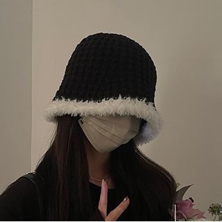 Cloche Knit Hat Trim Fluffy