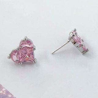 / Rhinestone Stud Clip-On Heart Earring