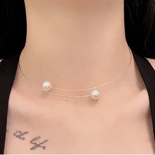 Choker Faux Open Alloy Pearl