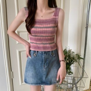 Striped Sleeveless Top Knit