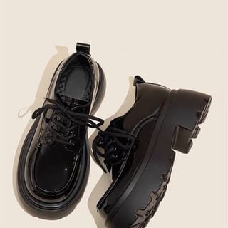 Lace-Up Chunky Platform Shoes Heel