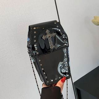 Bag Crisscross Studded PVC Chained Crossbody