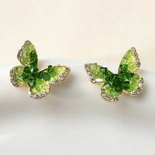 Crystal Earring Alloy Stud Butterfly Faux