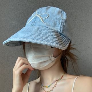 Denim Cap Baseball Embroidered Bow