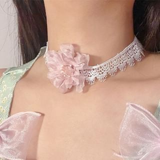 Choker Fabric Floral Lace
