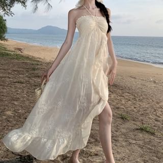 Neckholder-Ausschnitt mit offenem Rücken, Midi A