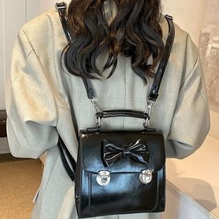 Faux Backpack Flap Leather Bow