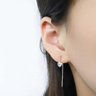 Heart Rhinestone Alloy Threader Earring