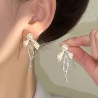 Drop Bow Rhinestone Earring