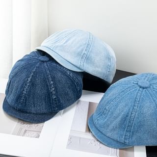Short Denim Cap Newsboy Brim