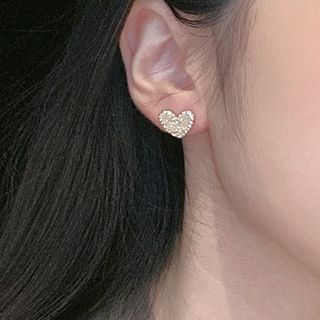 Rhinestone Heart Stud Earring