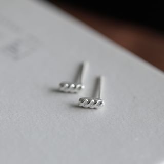 Stud Sterling Silver Earring Baguette
