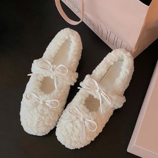 Fleece Jane Mary Shoes Wedge Hidden Bow