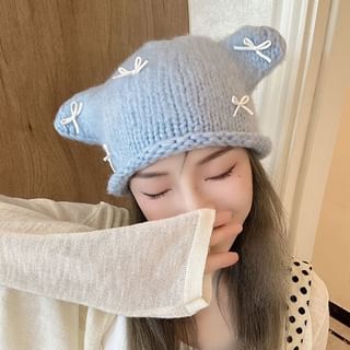 Ear Bow Beanie Knit Animal