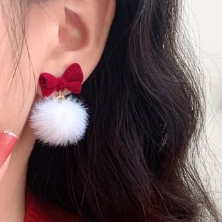 Earring Pom Drop Bow