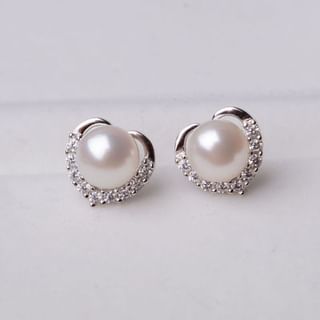 Ear Pearl Faux Rhinestone Stud