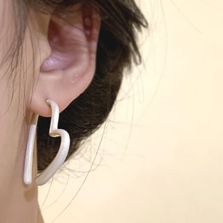 Hoop Alloy Earring Open Glaze Heart