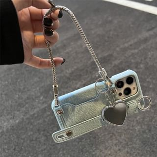 Faux Heart Phone Mirror Case Leather