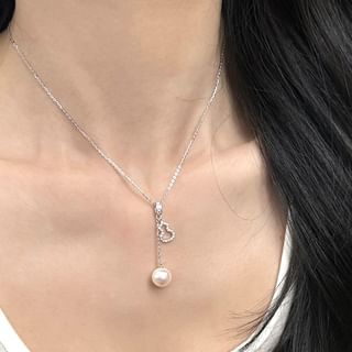 Faux Pearl Gourd Rhinestone Pendant Necklace