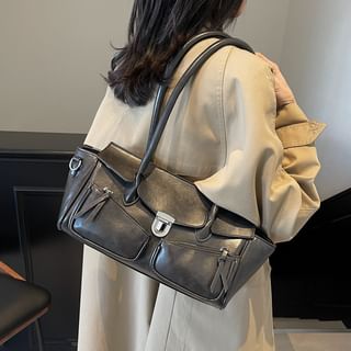 Leather Faux Bag Multi-Pocket Tote