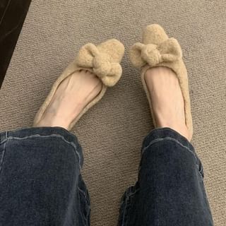 Wool Toe Square Bow Flats