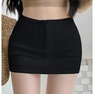 Plain Skirt Pencil High Mini Waist