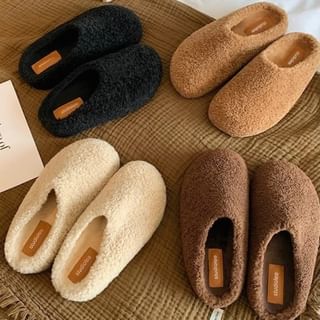 Plain Fleece Platform Mules