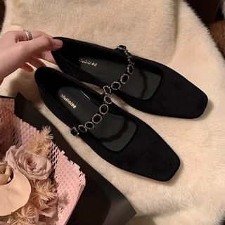 Jane Velvet Rhinestone Accent Pumps Low Mary Heel