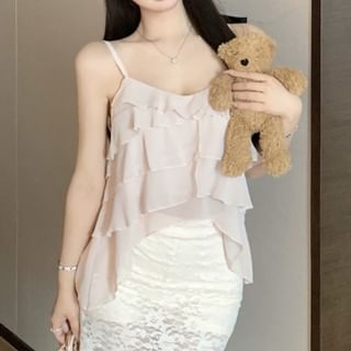 Ruffle Plain Asymmetrical Cami Top