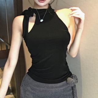 Waist Flower Neck Mock Mini Skirt Top Halter Plain Pencil Low / Detail