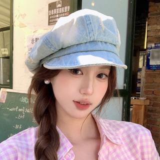 Newsboy Distressed Cap Denim Washed