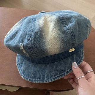 Newsboy Distressed Cap Denim Washed