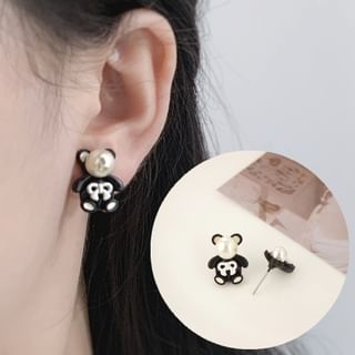Clip Faux Earring / Bear Pearl Stud On