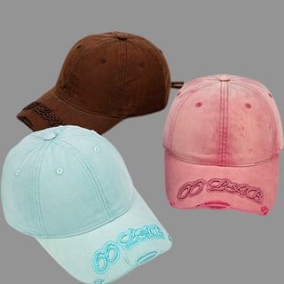 Embroidered Washed Lettering Cap Baseball