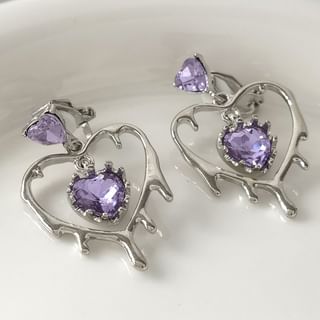 Drop Heart Silver Earring Sterling 925