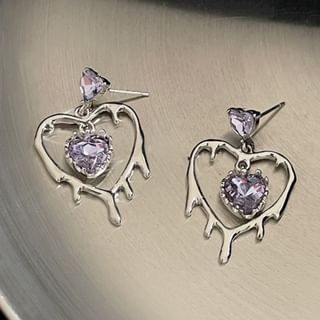 Drop Heart Silver Earring Sterling 925