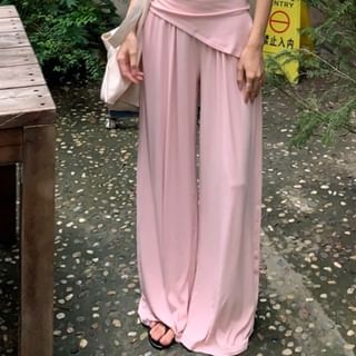 Drawstring / Waist Strapless Pants Leg Top Plain Wide Tube