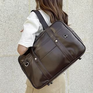 Bag Tote Faux Leather Pocketed