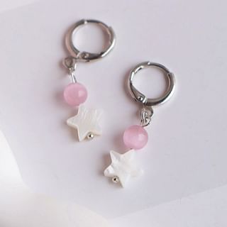 Drop Huggie Earring Star Beaded